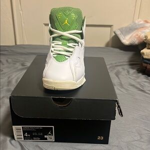 Jordan Green and White High-Top Sneakers